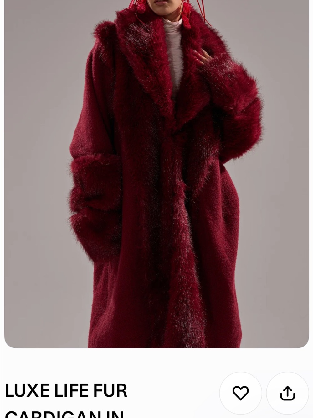Luxe Life Fur Cardigan Coat in Deep Wine sweater coat